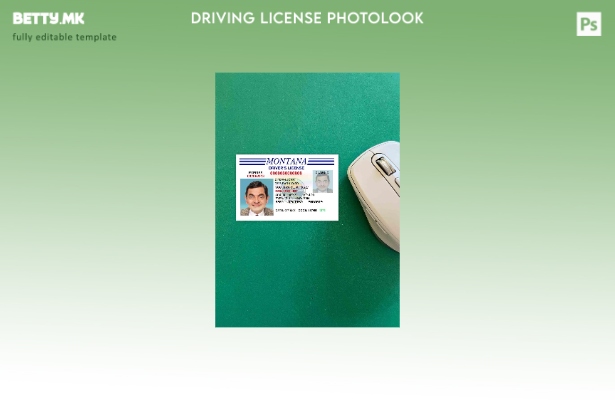 модерен стил САД Монтана верзија на возачка дозвола photolook шаблон FRONT 1